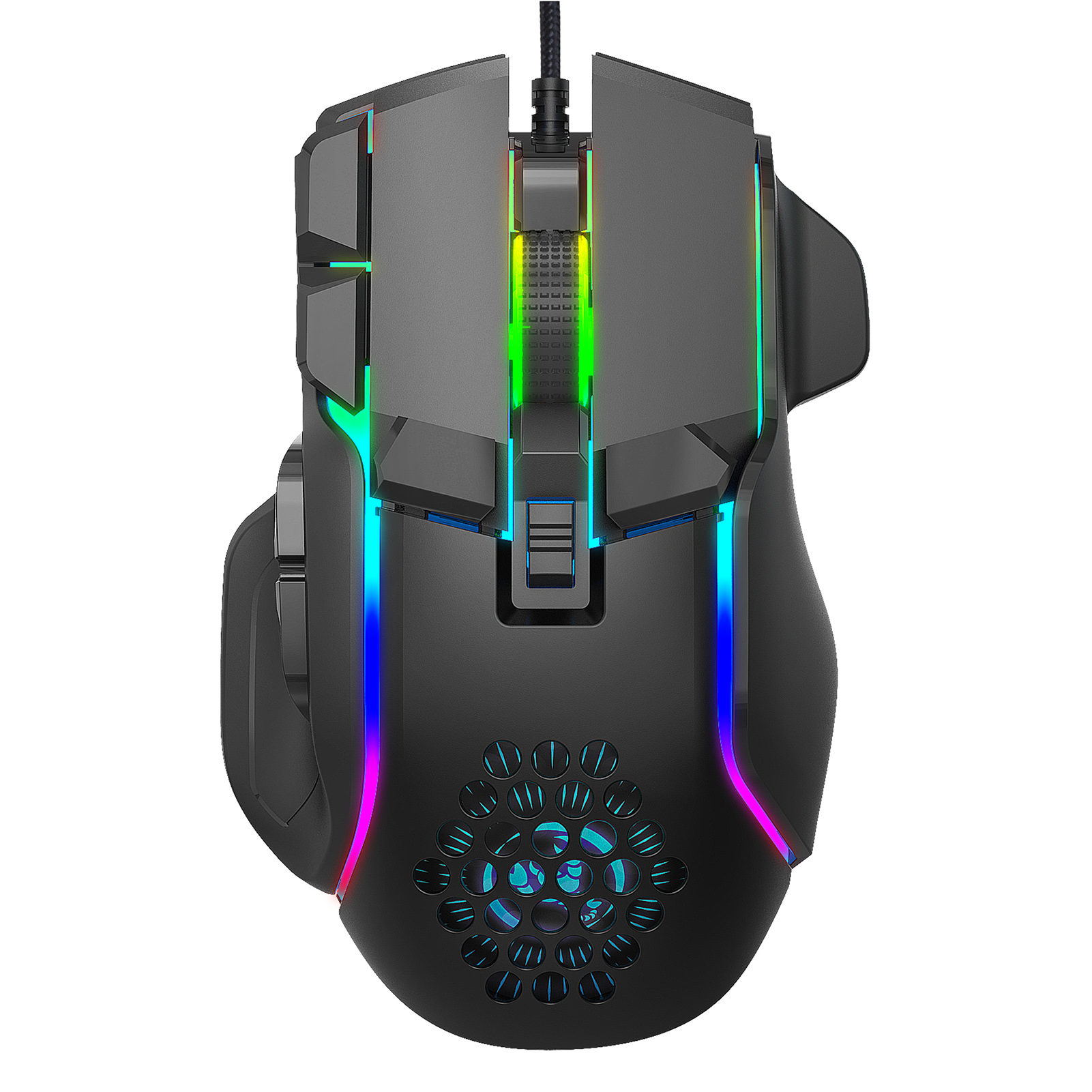 HXSJ S700 10 Keys Wired Gaming Mouse Macro Programming Ergonomic Mice with 6 Adjustable DPI RGB Light Effect