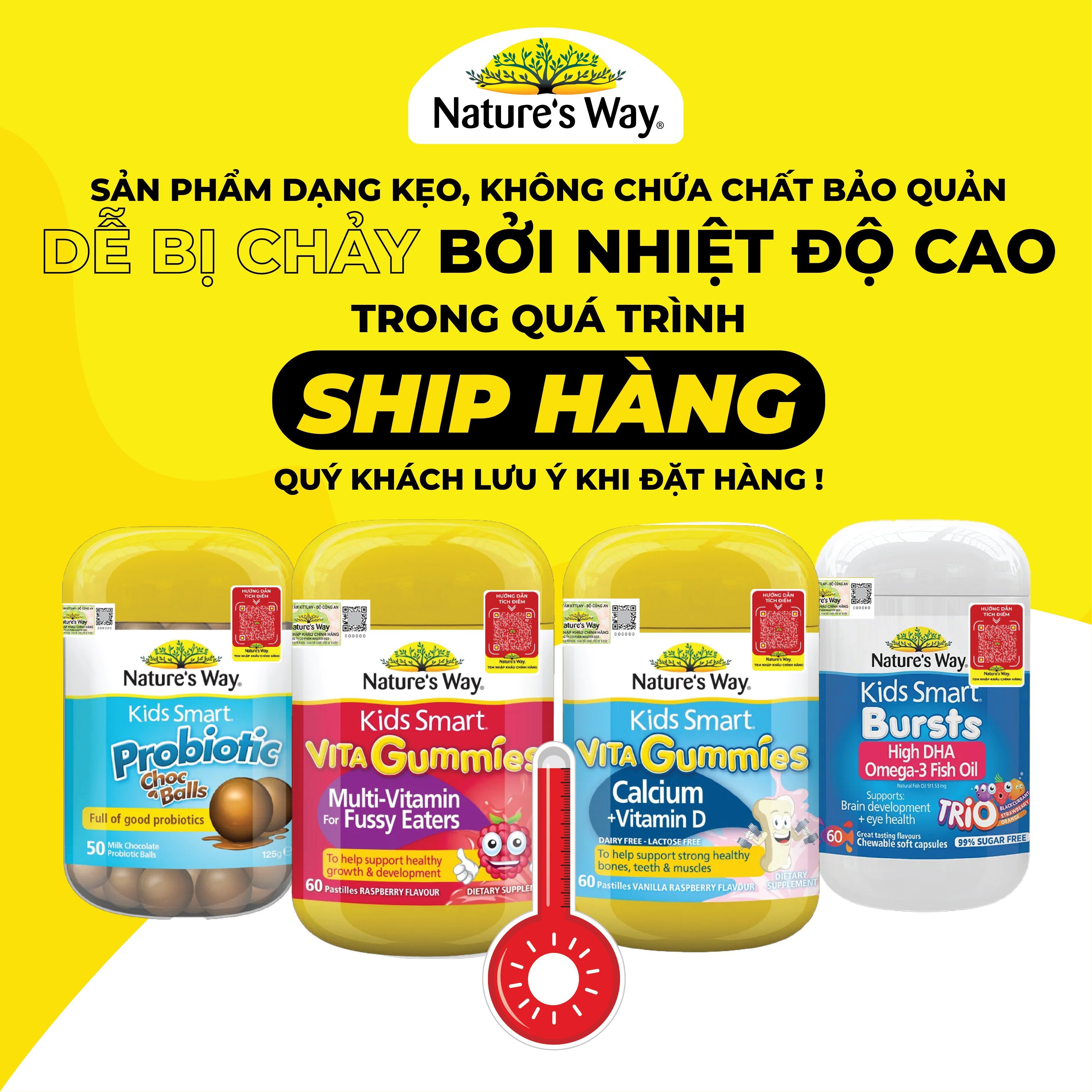 Kẹo Dẻo Cho Bé Nature's Way Kids Smart Vita Gummies Multi Vitamin for Fussy Eaters Kích Thích Ăn Ngon - Hộp 60 Viên