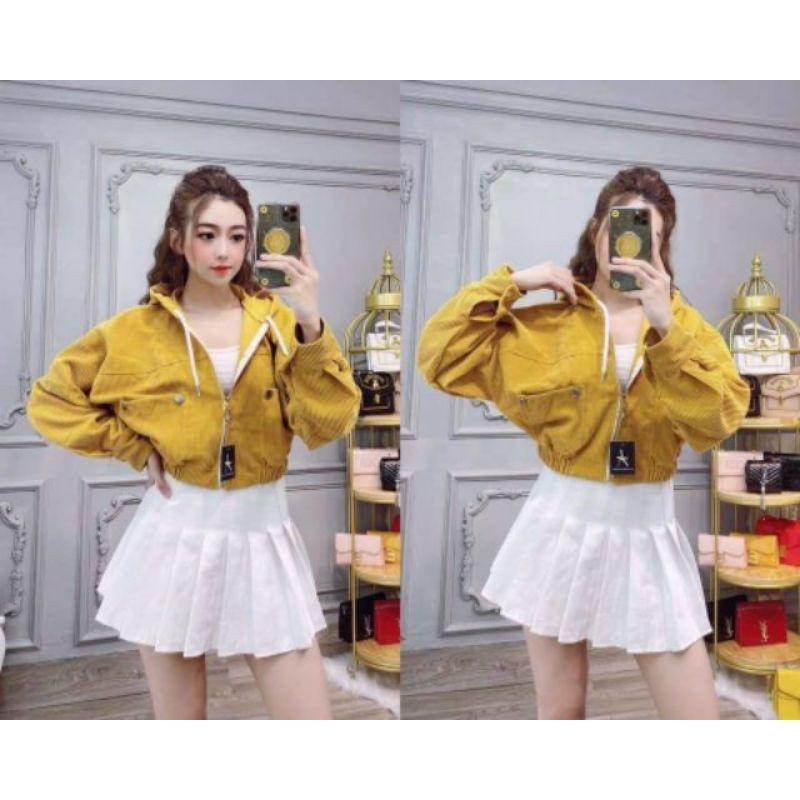 Áo Khoác Lửng áo khoác Croptop Nữ Nhung Gân Tăm Hàng Cao Cấp Phối Nút Siêu Sang Chảnh Ảnh Thật Kèm Video