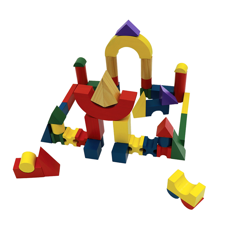 Đồ chơi xếp hình xây dựng 51 chi tiết gỗ cao cấp,đồ chơi lắp ghép các mô  hình sáng tạo phát triển tư duy cho Bé