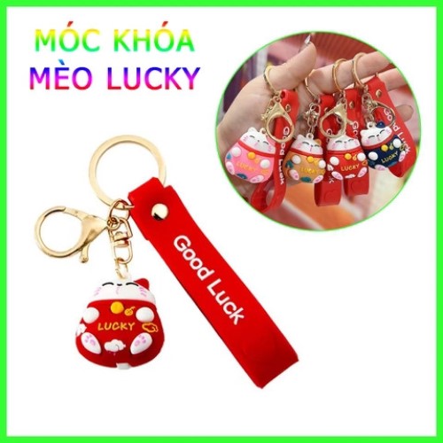 Móc Khoá Mèo Thần Tài Lucky May Mắn Nhiều Màu Sắc Có Dây Treo Silicon - HENRYSA