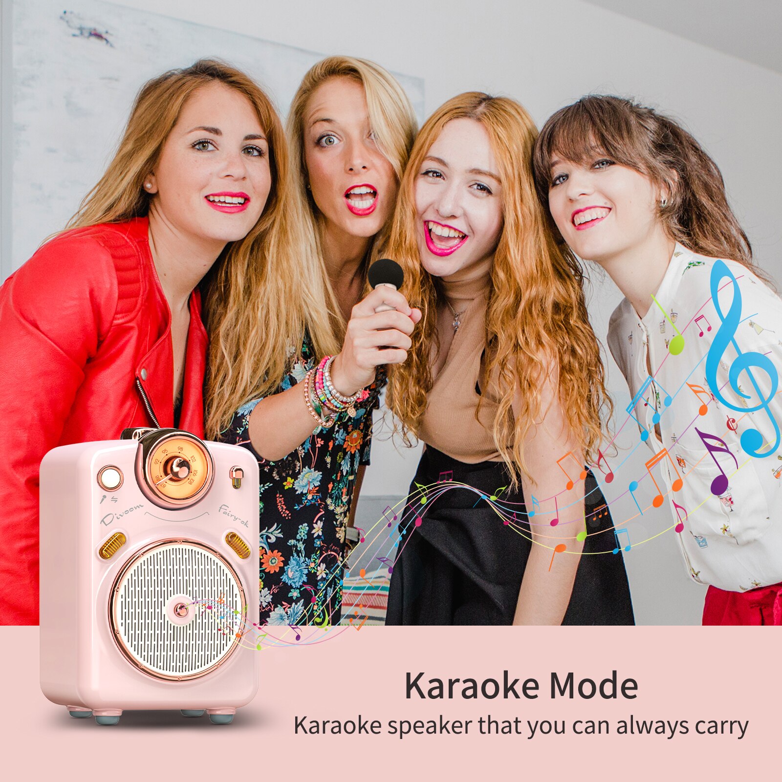 Loa Bluetooth Divoom Fairy-Ok công suất 10W kết hợp micro karaoke đa năng - Hàng chính hãng