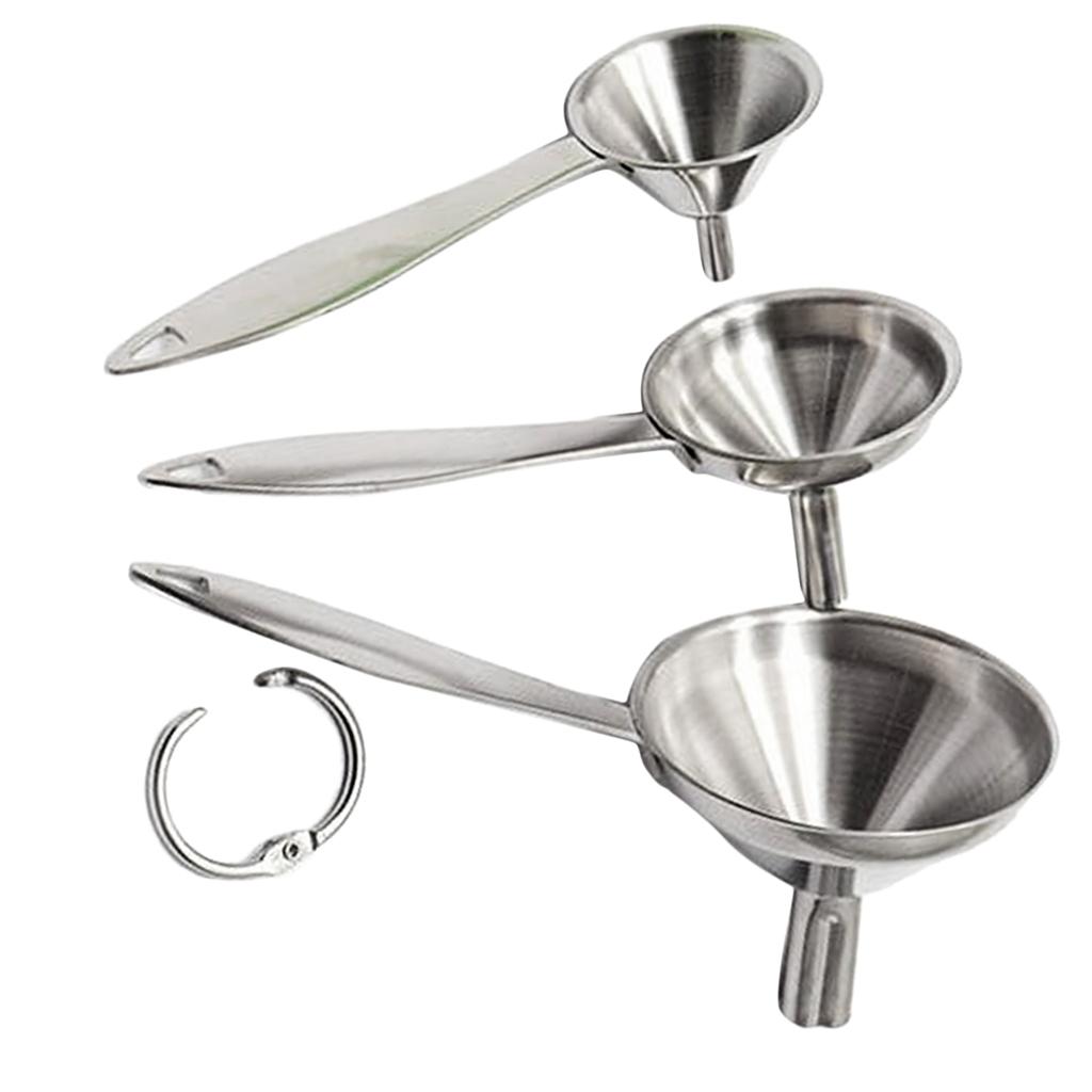 Funnel Set with Long Handles Stainless Steel Set of 3 for Home Kitchen