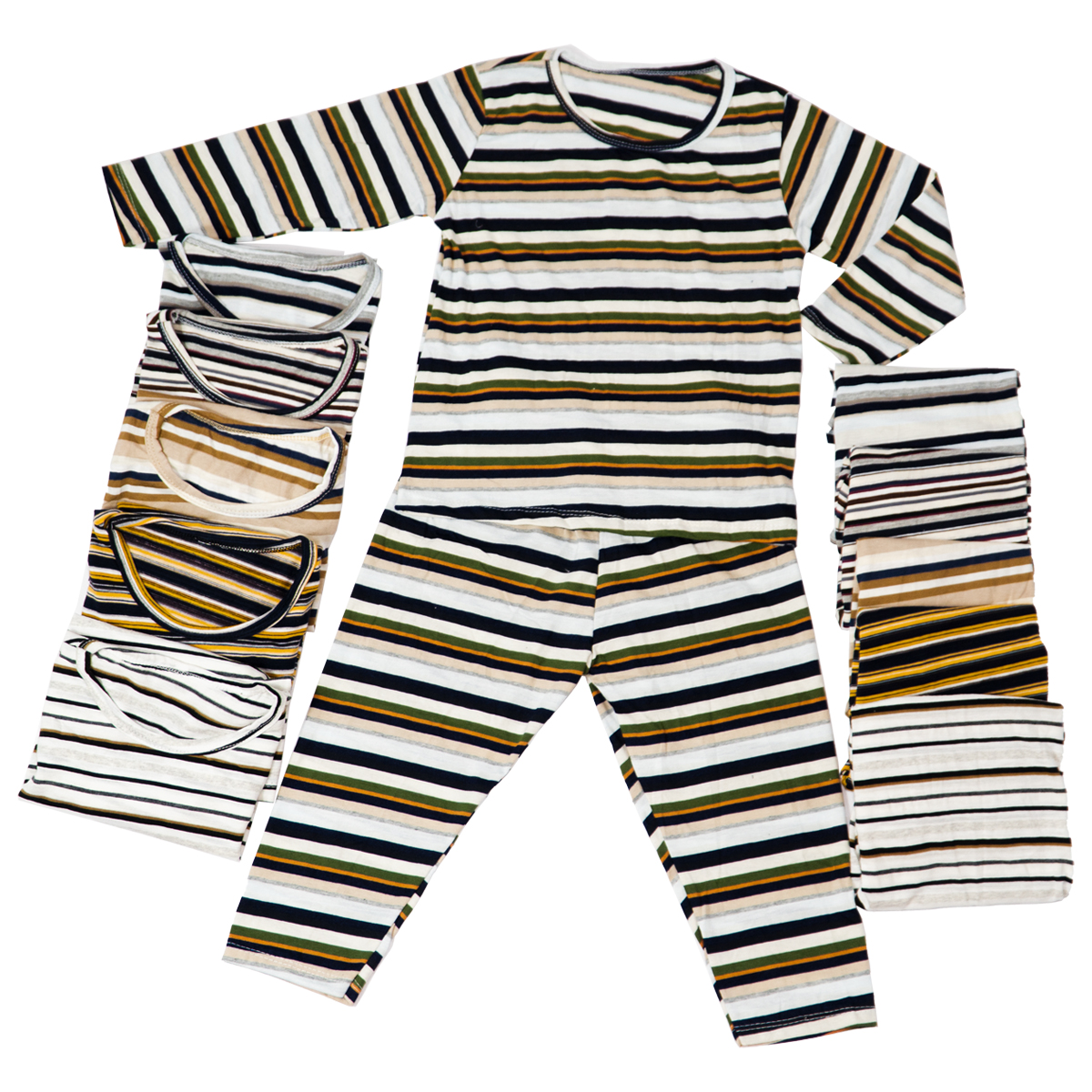 Combo 5 đồ bộ trẻ em MIMYKID sọc ngang tay dài quần dài, vải cotton dày mịn thấm hút tốt co giãn đàn hồi tốt, bộ quần áo cho bé từ 4-16kg - (Giao Màu Ngẫu Nhiên)