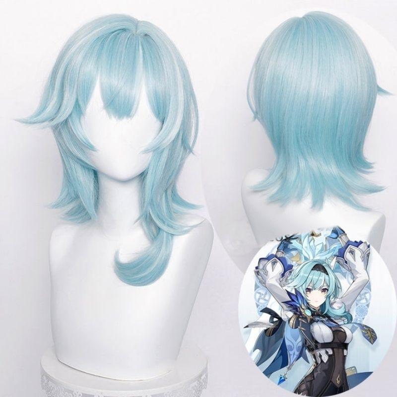 Wig/Tóc giả cosplay Eula - Genshin Impact màu xanh da trời