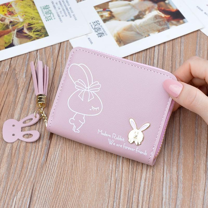 Ví Bóp Nữ Mini Hàn Quốc Da Mềm Họa Tiết Thỏ Đẹp VN15