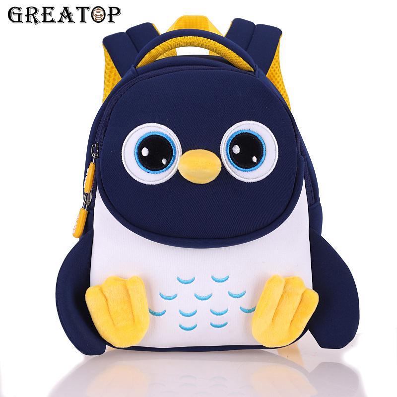 GREATOP Chim Cánh Cụt Trẻ Em Ba Lô Cho Bé Tập Đi Trẻ Em Học 3D Hoạt Hình Mẫu Giáo Mochila Cho Bé Trai Bé Gái 2-5 Tuổi