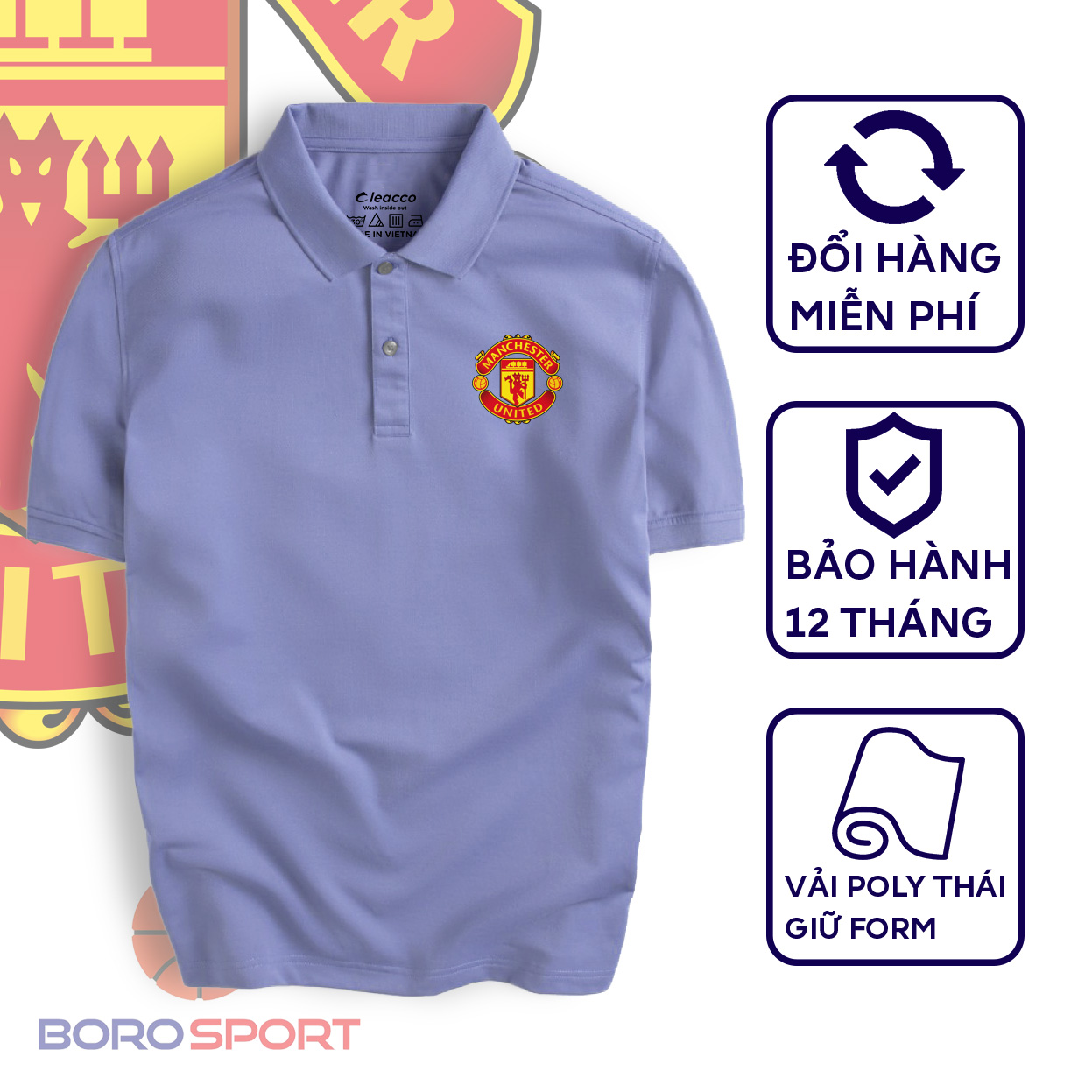 Áo Polo Boro Sport Chất Liệu Vải Poly Thái Giữ Form Thiết Kế Thời Trang Năng Động Manchester United