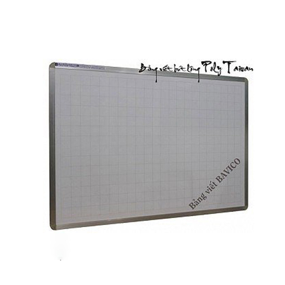 Bảng trắng treo tường Bavico - Bảng viết bút lông PolyTaiwan - Kẻ ô ly vuông - Kích thước 60x80cm