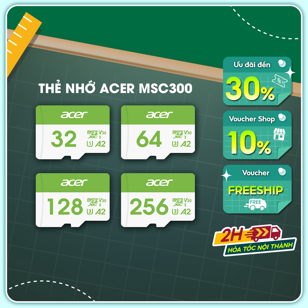 Thẻ nhớ Acer MicroSD Card MSC300 4K UHS-I tốc độ đọc/ghi lên đến 160/120MB/s - Hàng chính hãng bảo hành 5 năm | Thẻ nhớ camera chuyên nghiệp 64GB |128GB | 256GB