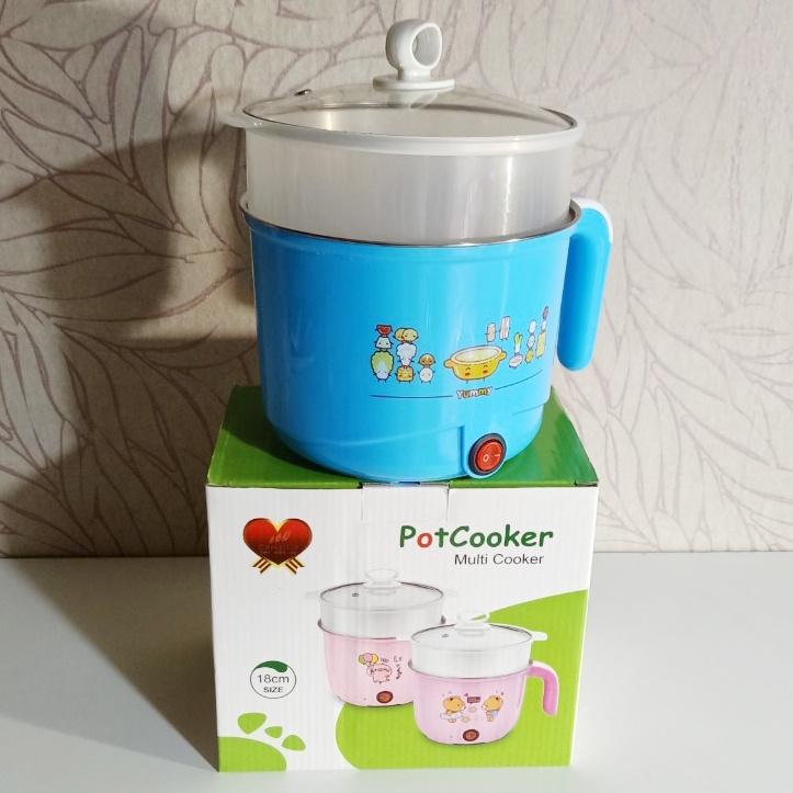 Ca nấu mì, nấu lẩu mini, nấu nước đa năng 18cm kèm lồng hấp 2 trong 1