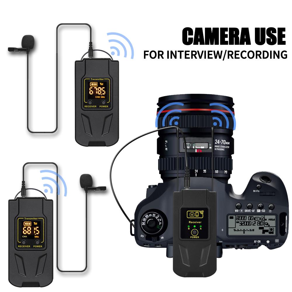 Micro Lavalier không dây UHF để quay video Ghi âm cuộc phỏng vấn trực tiếp Micro Lavalier cho điện thoại và máy ảnh, WM10 Màu: AB
