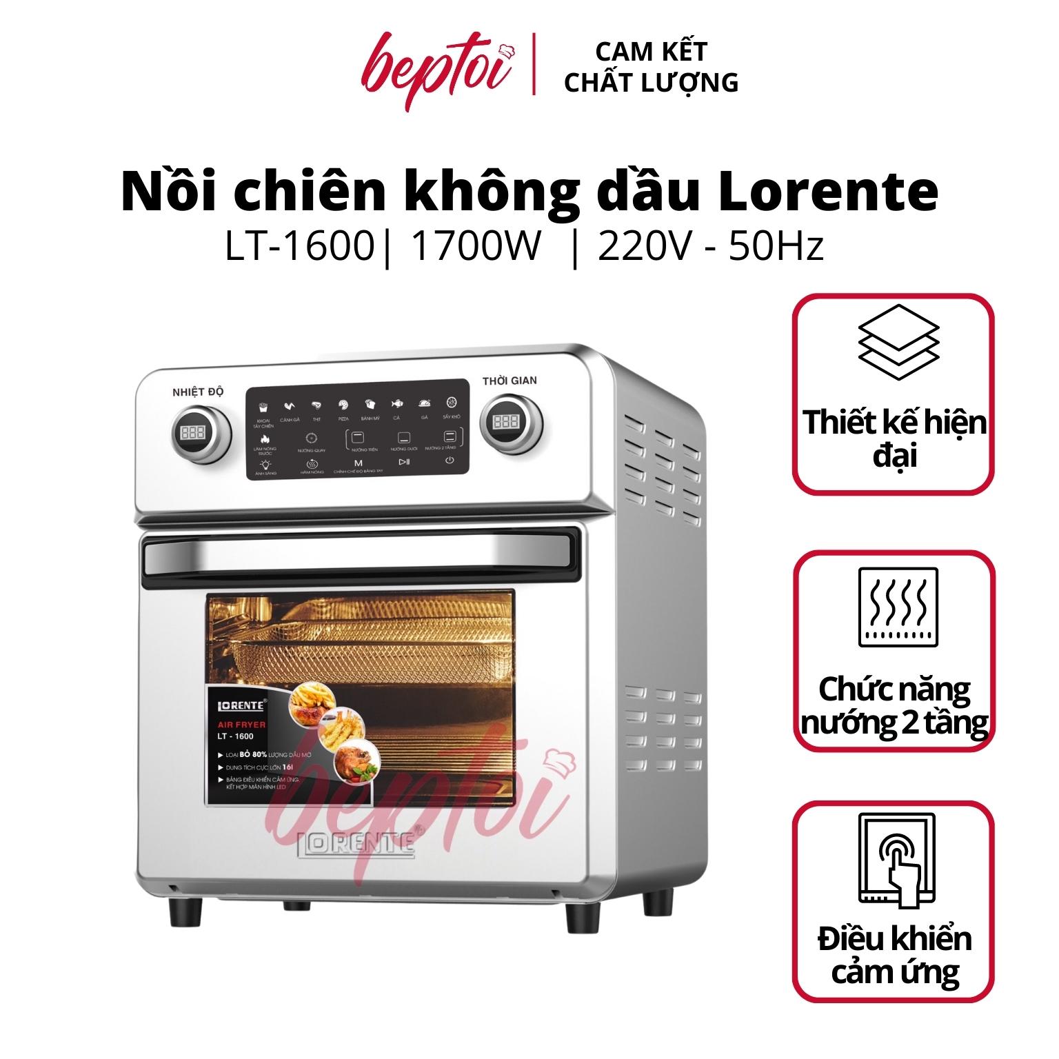 Nồi chiên không dầu điện tử dung tích lớn 16L Lorente LT-1600 - Hàng chính hãng