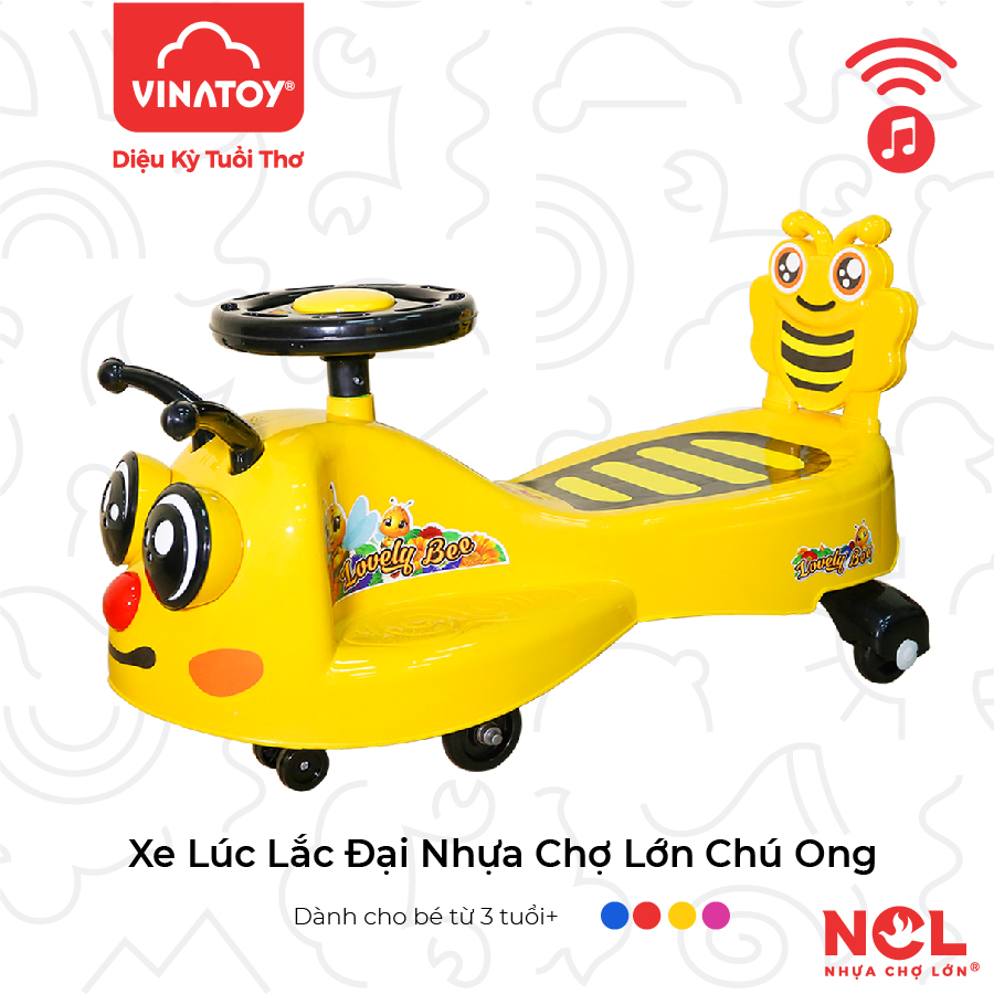 Xe Lắc Nhựa Chợ Lớn hình Chú Ong Con (Có nhạc) - M1786B-X3B