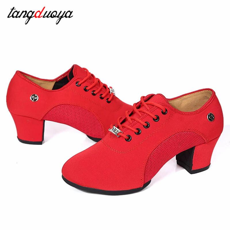 Giày khiêu vũ phòng khiêu vũ Latin của phụ nữ mềm mại dành Color: Oxford soft sole red Shoe Size: 34