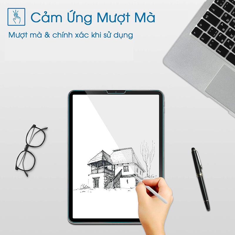 Miếng dán màn hình kính cường lực cho iPad Pro 11 inch 2018 / iPad Pro 11 inch 2020- Handtown- Hàng Chính Hãng