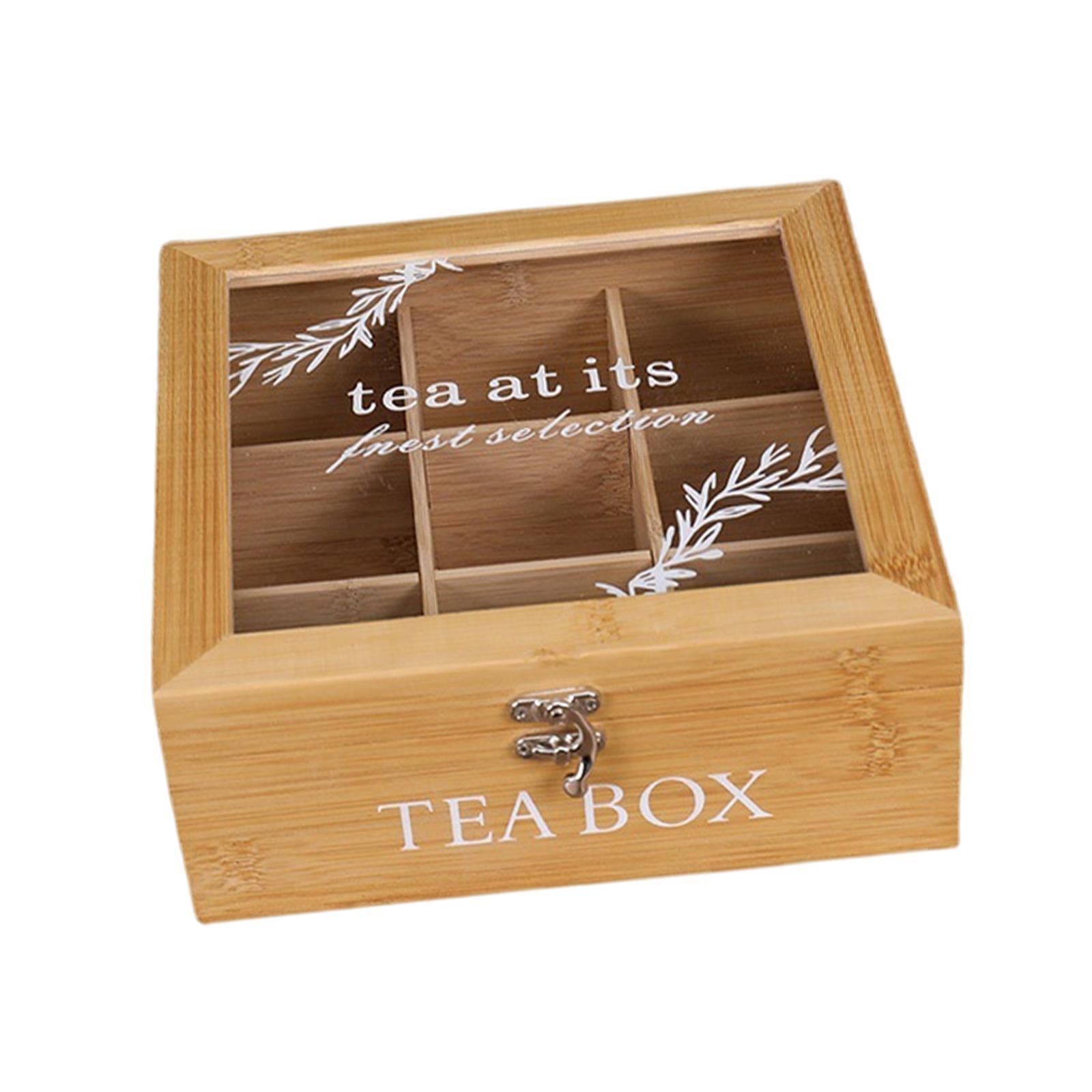 Tea Holder Jewelry Organizer Wooden Chest 9 Compartments Coffee Tea Candies Bin Storage Compartments Cabinets for Kitchen Cabinets Decor