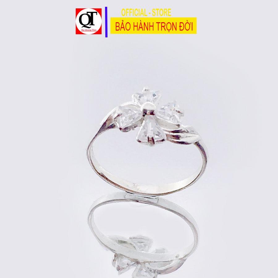 Nhẫn trẻ con hoa mai cho bé gái chất liệu bạc ta gắn đá trắng sáng trang sức Bạc Quang Thản – QTTC5