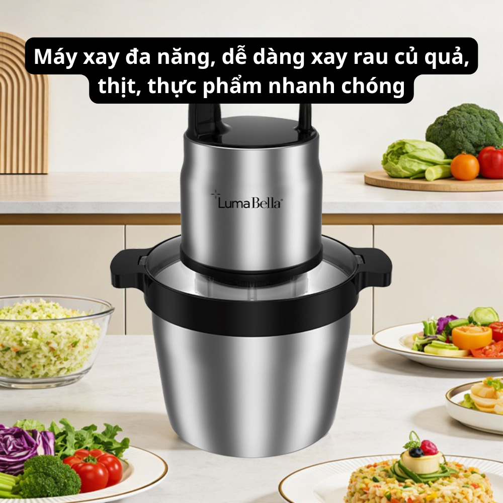 Máy xay thịt 6.5L đa năng công suất cao 1500W xay nhuyễn thịt, rau củ nhanh chóng, Lumabella LB-56003 lưỡi dao sắc bén - HÀNG CHÍNH HÃNG