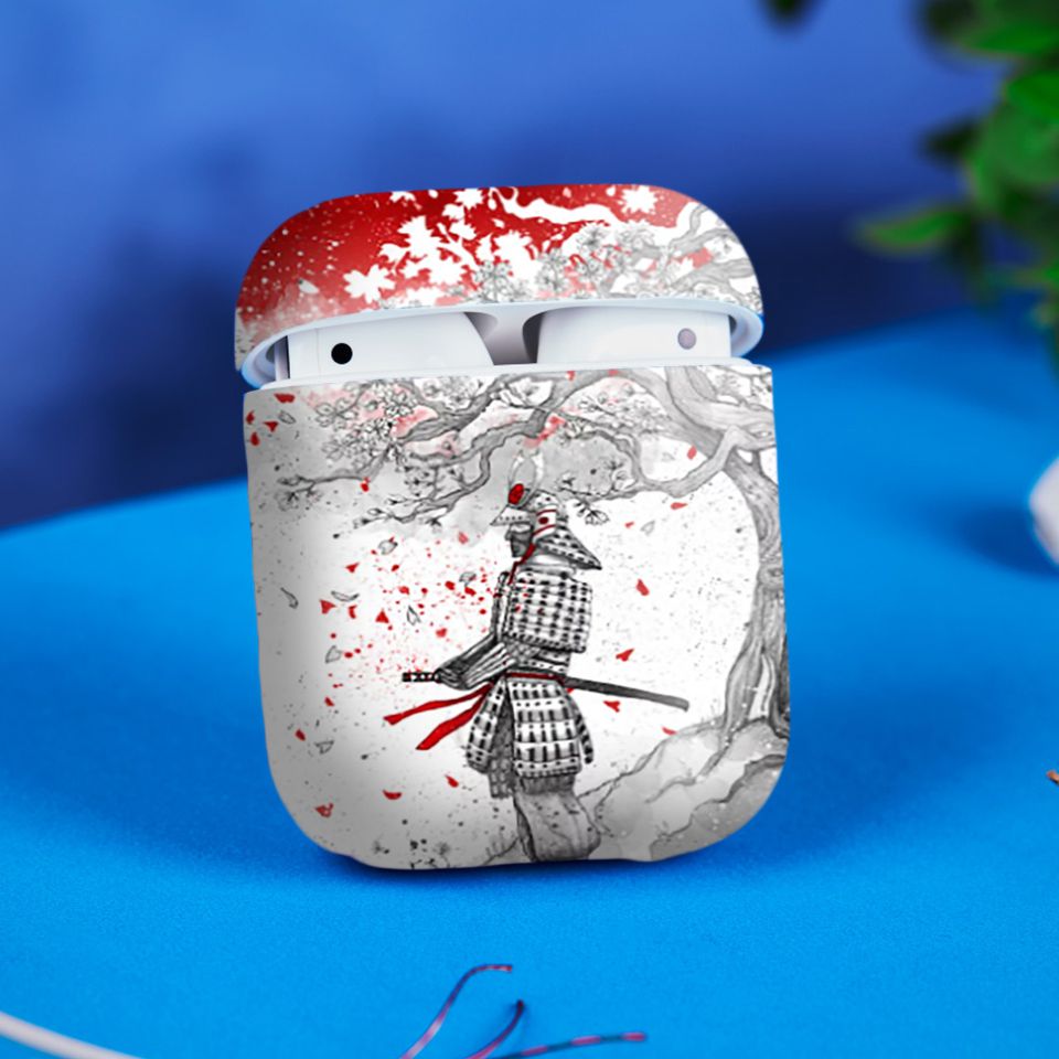 Miếng dán skin chống bẩn cho tai nghe AirPods in hình Samurai Nhật Bản - CHR041 (bản không dây 1 và 2