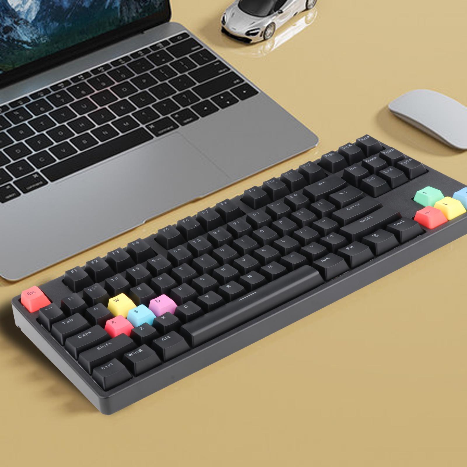 Mechanical Gaming Keyboard RGB LED Rainbow Backlit Wired Keyboard with Red Switches for Gaming PC (87 Keys)