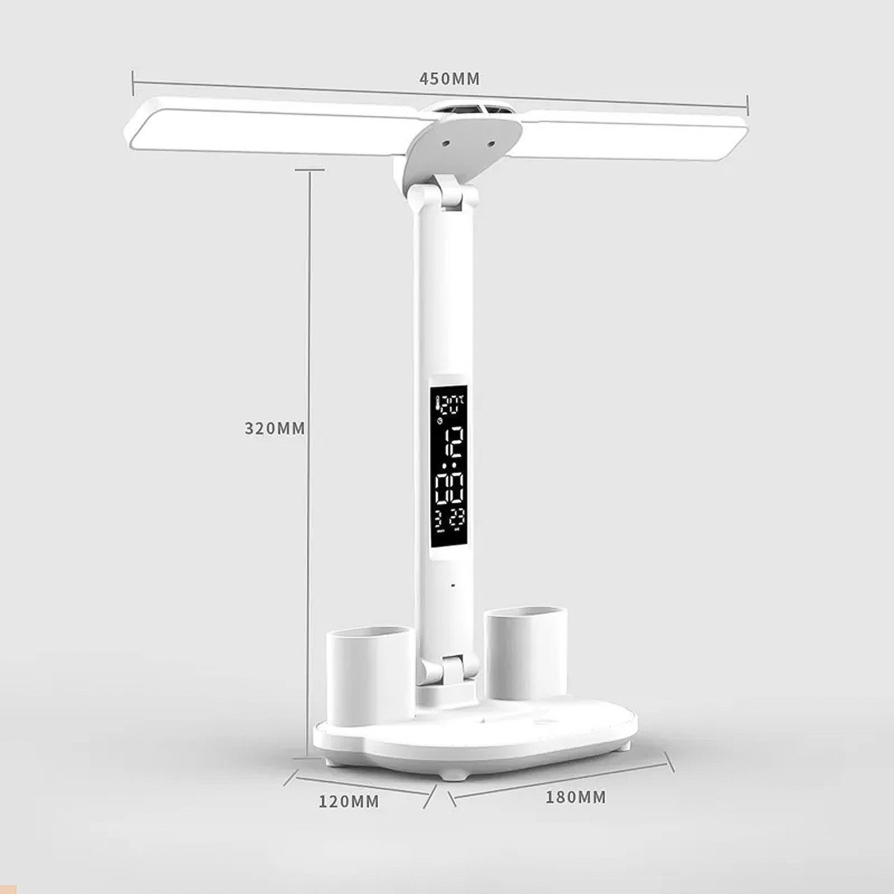 Đèn bàn học led đọc sách, làm việc, đèn học chống cận, 2 trục đèn chiếu sáng, đèn học để bàn có màn hình hiển thị LCD nhiều thông tin, 3 chế độ ánh sáng giúp bảo vệ mắt, xoay 180 độ, có thể gấp gọn - hàng chính hãng