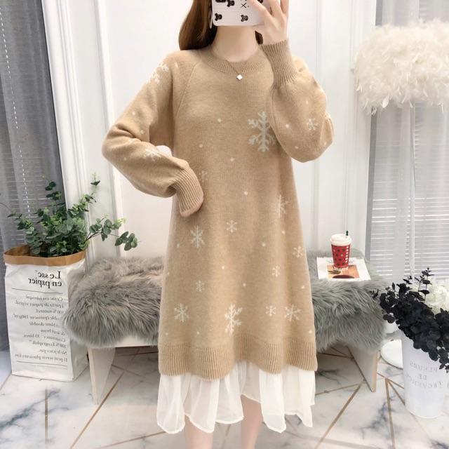 Váy len cao cấp cho mẹ bầusẵn hàng màu đỏ