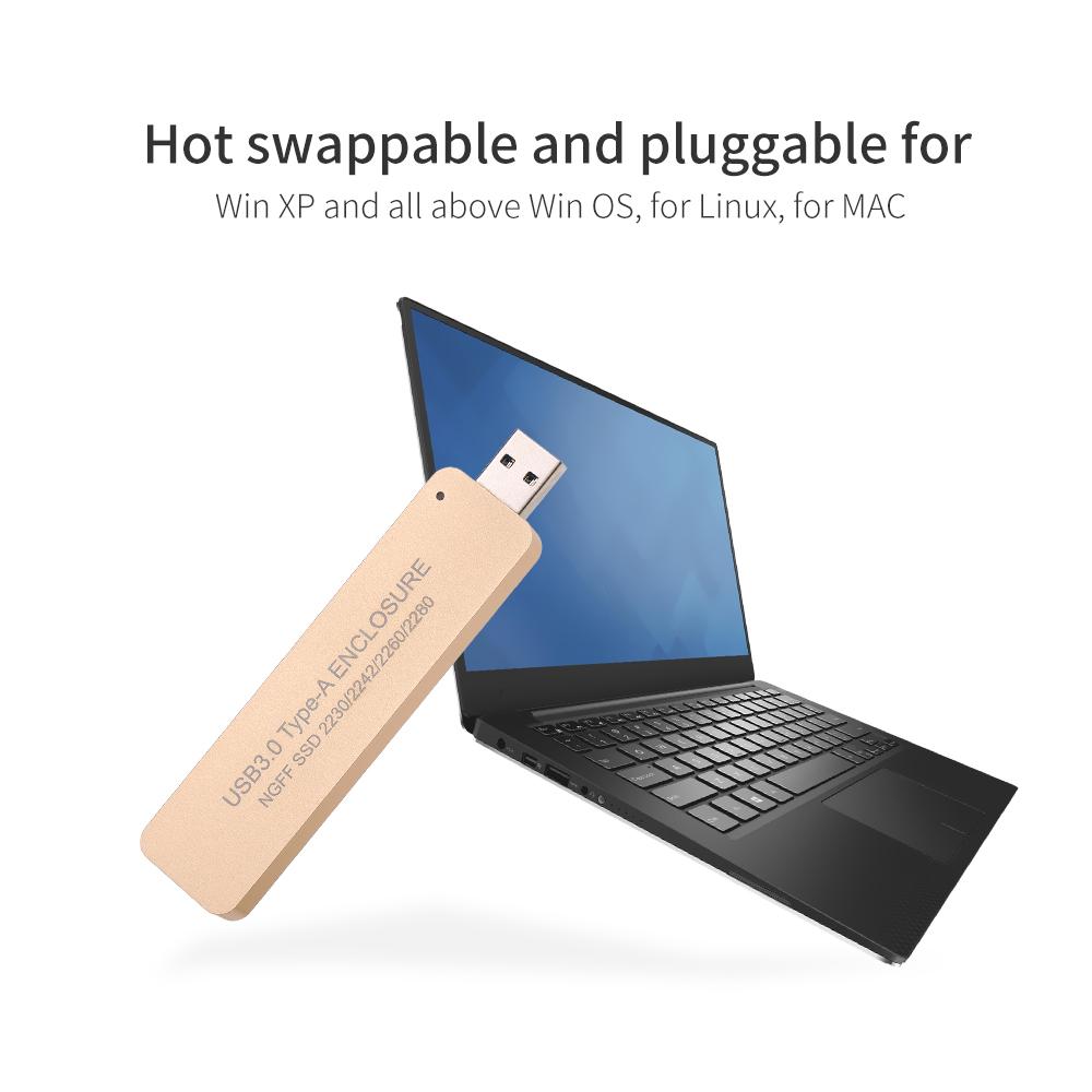 Hộp đựng Bộ chuyển đổi NGFF M.2 sang USB 3.0 SSD cho Ổ cứng SSD B dựa trên M2 SATA Áp dụng cho 2230/2242/2260