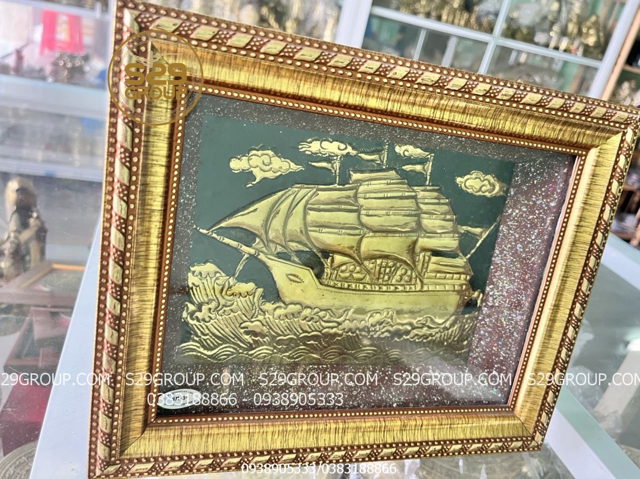 Tranh đồng thuyền buồm xuôi gió,tranh quà tặng phong thủy để cầu mong việc làm ăn suôn sẻ,tài lộc,may mắn và phát đạt