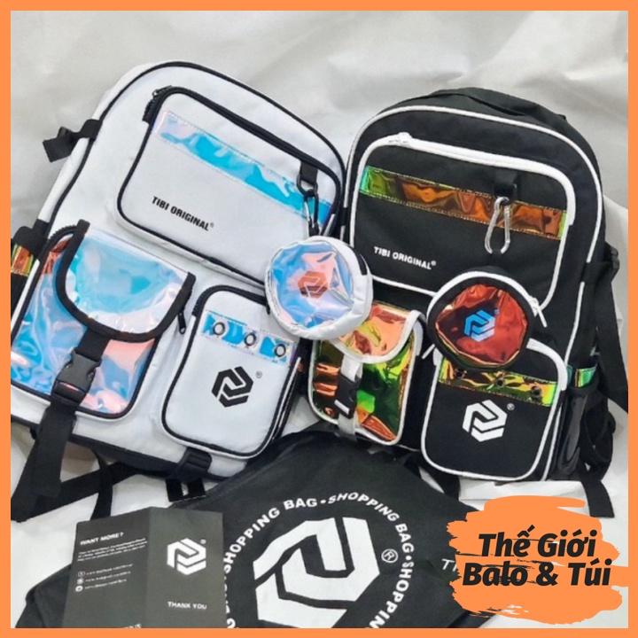 BALO nam nữ ba lô cặp đi học thời trang TIBI ULZZANG BASIC đi học HOLOGRAM Đen và Trắng | thegioibalo