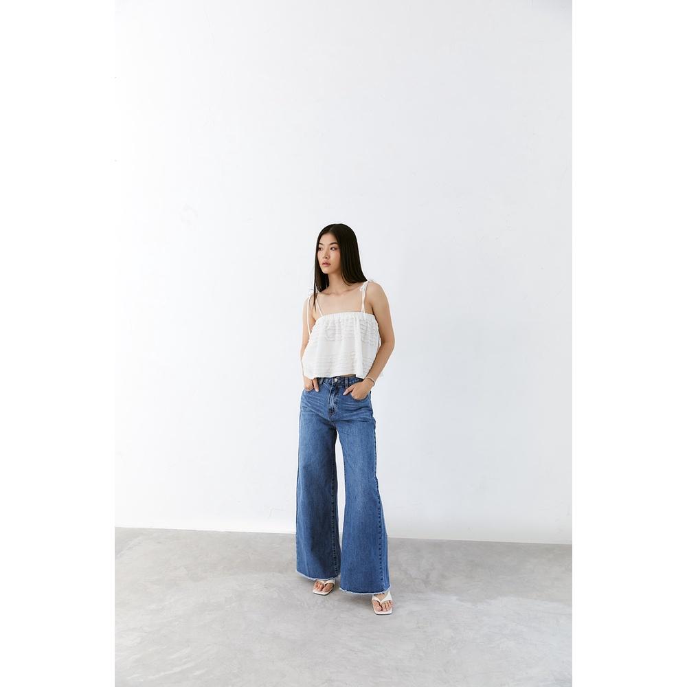 DOTTIE - Quần Jeans ống rộng nữ xanh đậm Q0268