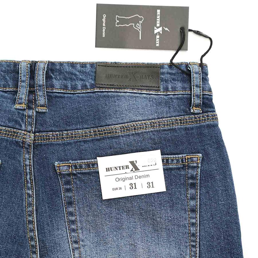 Quần Short Jeans Nam Cao Cấp HUNTER X-RAYS  Form Slimfit Thun Màu Xanh S58