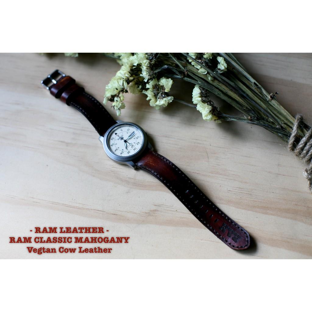 DÂY ĐỒNG HỒ DA BÒ Ý MÀU GỖ MAHOGANY - RAM CLASSIC 1975