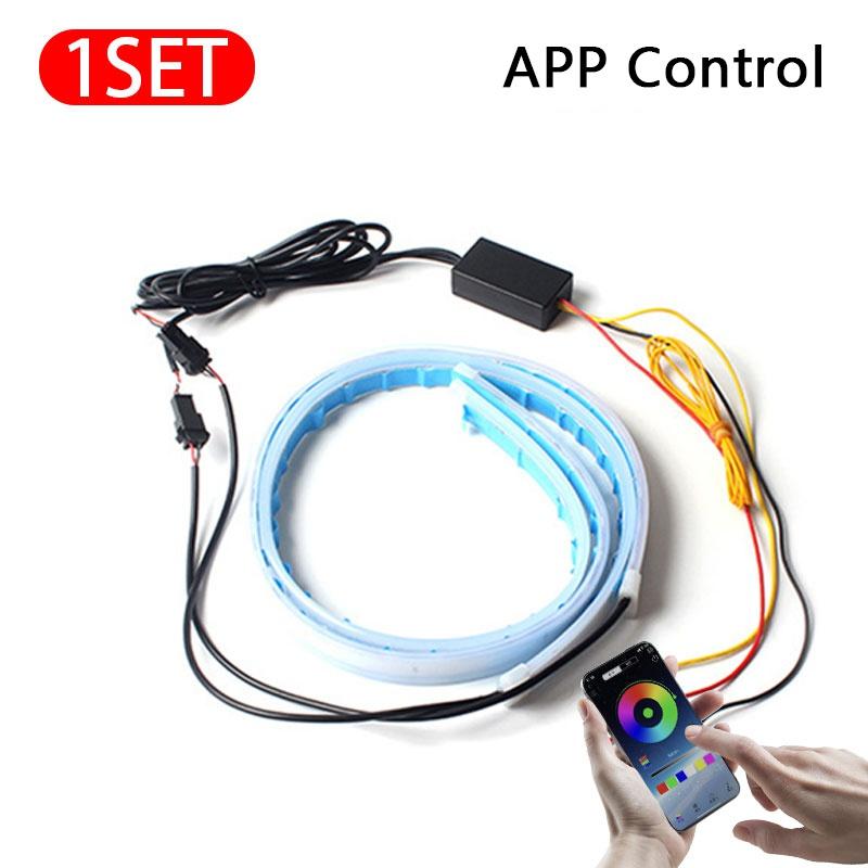 2 cái siêu mịn DRL siêu mỏng chạy ban ngày Ánh sáng chảy Rẽ LED DRL chống thấm nước DRL linh hoạt Hướng dẫn ống mềm cho ô tô Dải đèn LED cho đèn pha