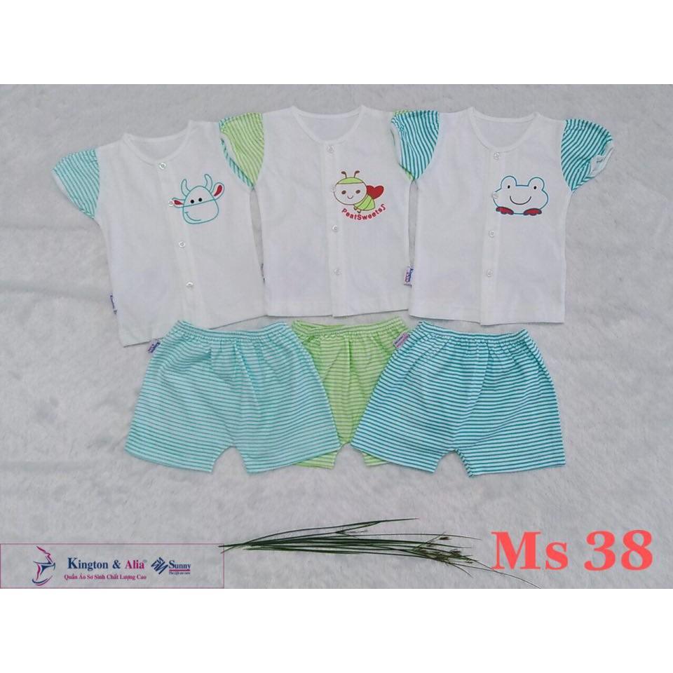 Đồ bộ sơ sinh tay ngắn cài giữa cho bé gái