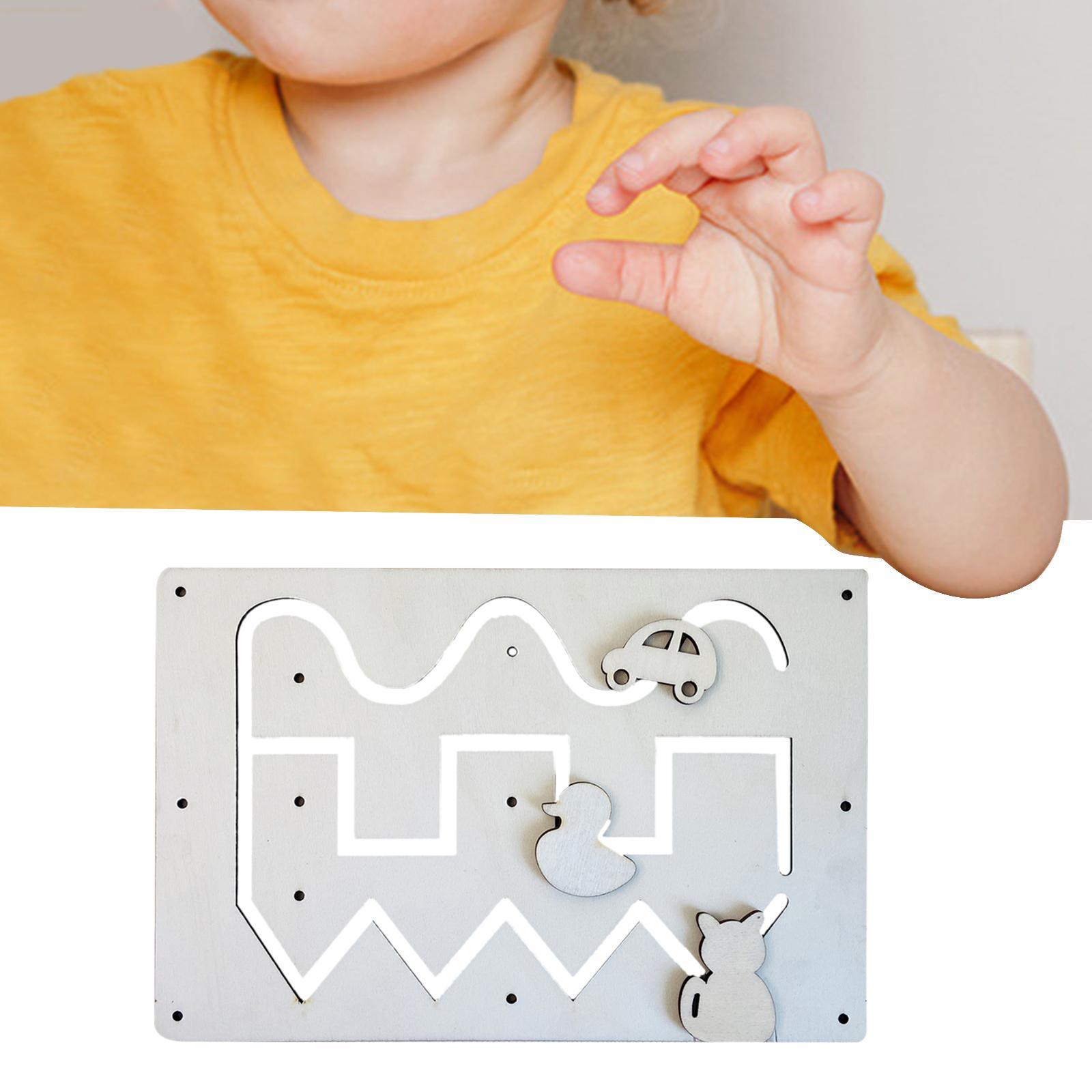 Early Educational Busy Board DIY Accessories Slide Track Puzzle Toys Indoor Play Game Motor Skill Gifts Wood for Toddler Girls Children Kids