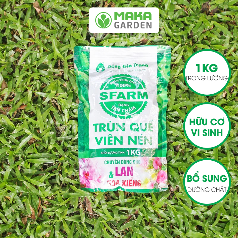 Phân Trùn Quế Viên Nén Sfarm - Túi 1kg - Bổ Sung Dinh Dưỡng Cho Rau, Cây Ăn Quả, Hoa Phong Lan, Hoa