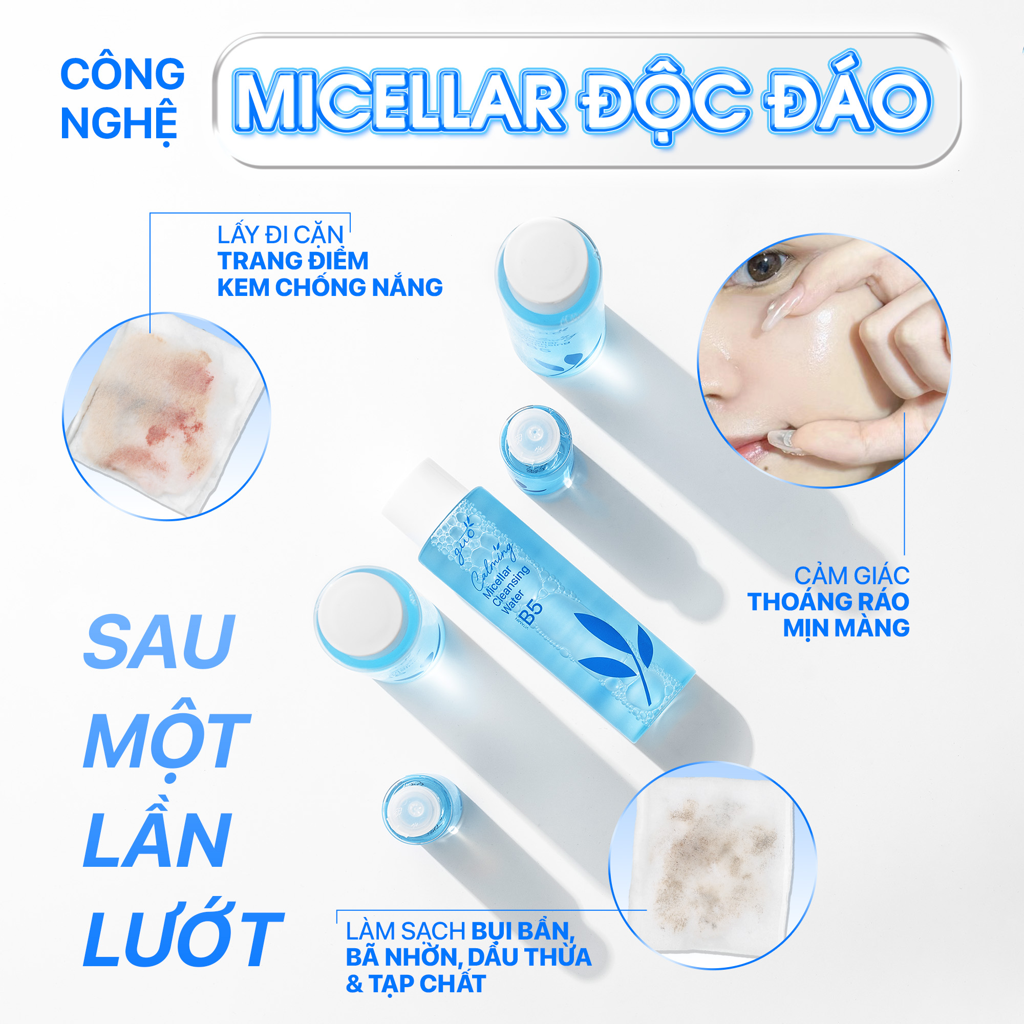 Nước Tẩy Trang B5 Làm Sạch Sâu, Dịu Nhẹ cho da nhạy cảm, không cồn, không cay mắt - Calming Micellar Water GUO