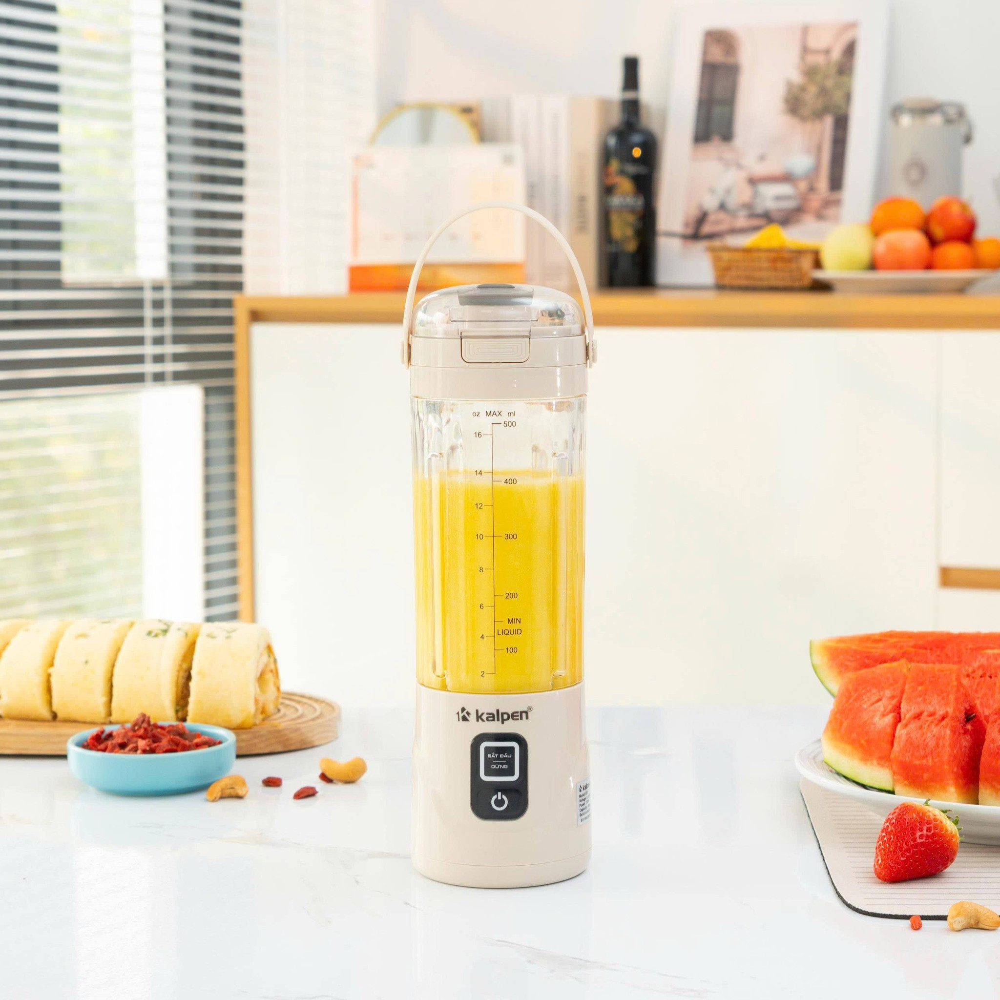 Máy xay sinh tố cầm tay không dây Kalpen B11 công suất 150W dung tích 500ml pin sạc lithium 4000mAh Hàng chính hãng