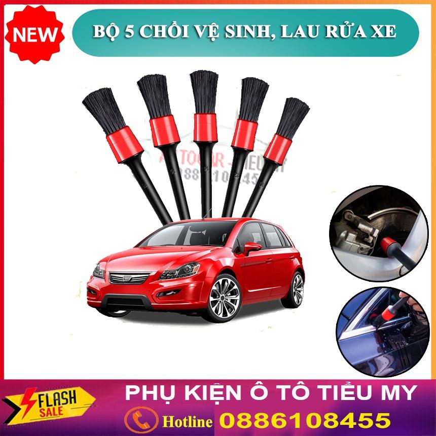 Bộ 5 Chổi Cọ Vệ Sinh Xe Ô Tô Đa Năng - Cọ Rửa Khoang Máy, Mân Xe, Nội Thất, Cọ Quét Vệ Sinh Khe Hở