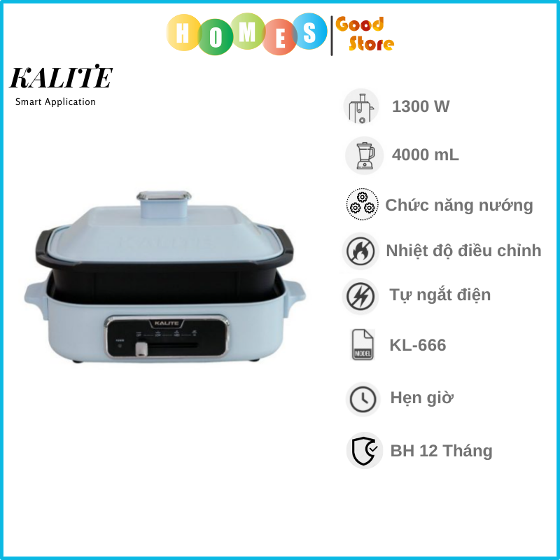 Nồi Lẩu Nướng Đa Năng KALITE KL-666 4L Công Suất 1300W - Hàng Chính Hãng