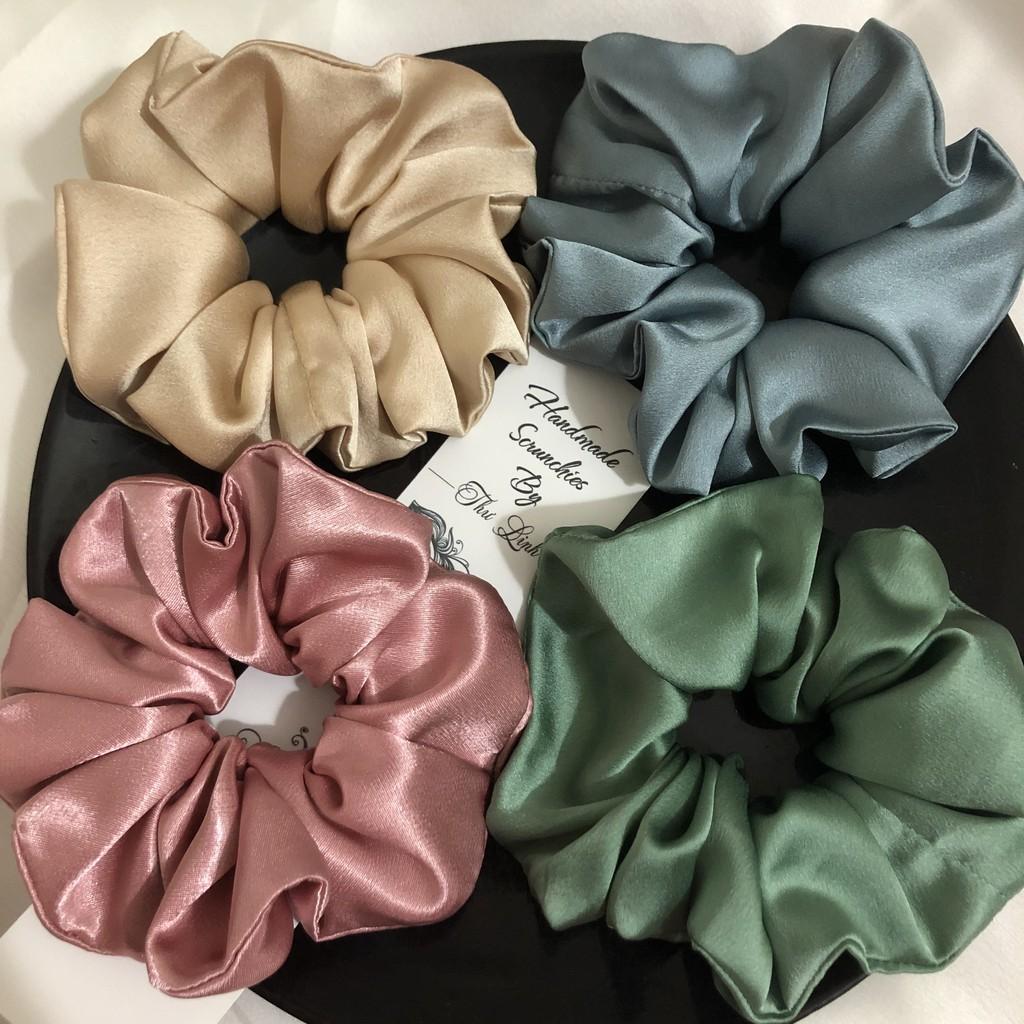 Scrunchies dây buộc tóc, cột tóc lụa satin cao cấp
