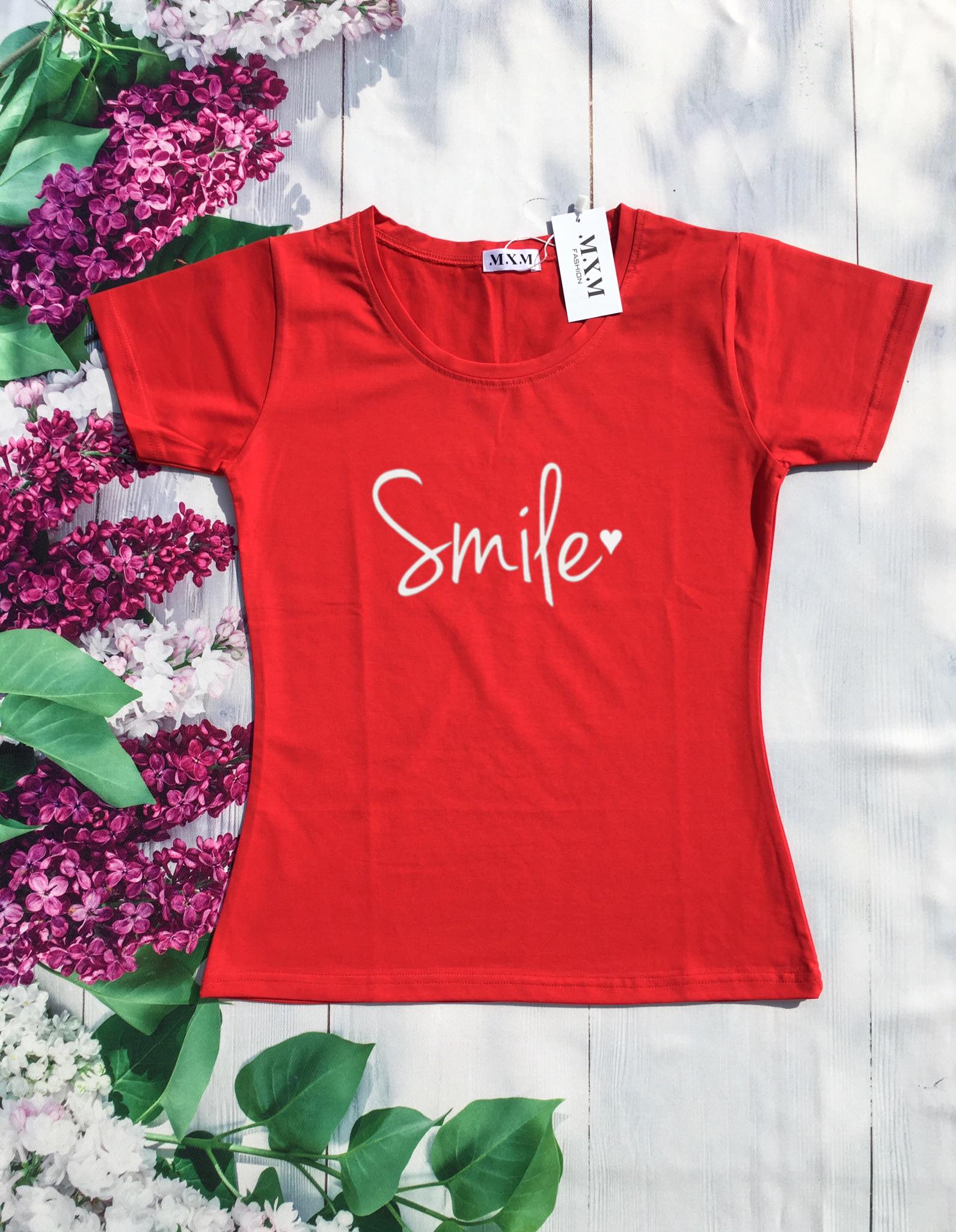 Áo thun nữ in chữ Smile thun cotton 4 chiều form ôm body MXM ( ANU026 )