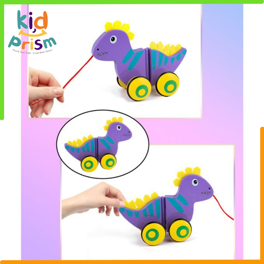 Xe kéo đồ chơi bằng gỗ hình động vật ngộ nghĩnh dành cho bé từ 18 tháng phát triển thể chất - Đồ chơi giáo dục