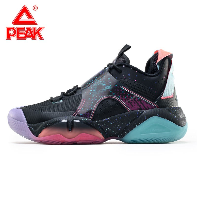 Giày Bóng Rổ Nam Peak Basketball Taichi 6371 Outdoor &amp; Indoor E13551A Đen Xanh Lam Chống Bào Mòn Phong Cách Cyberpunk - Force Serie