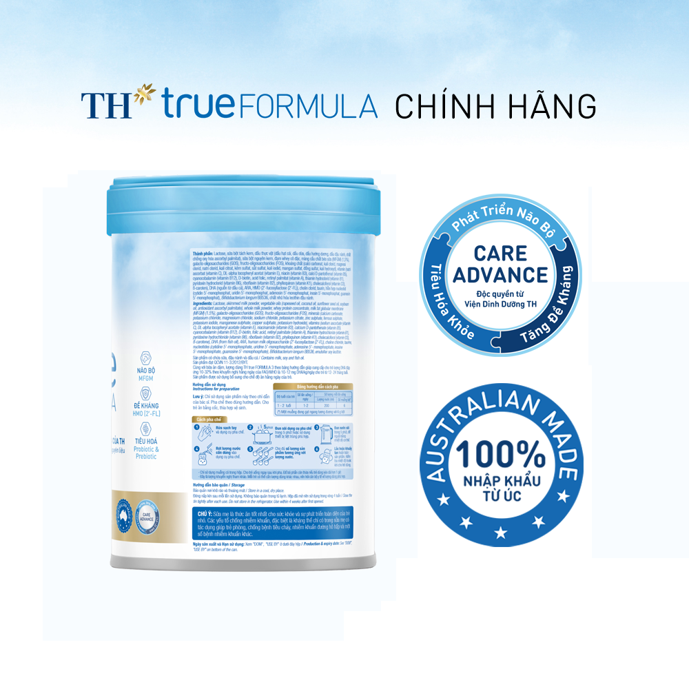 Sản phẩm dinh dưỡng công thức cho trẻ từ 1 đến 2 tuổi TH True Formula 3 800g