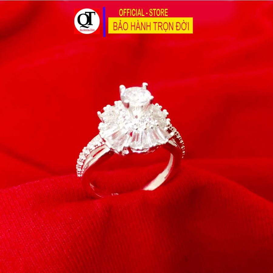 Nhẫn nữ thời trang chất liệu bạc ta gắn kim cương nhân tạo 6ly trang sức Bạc Quang Thản – QTNU.CN91