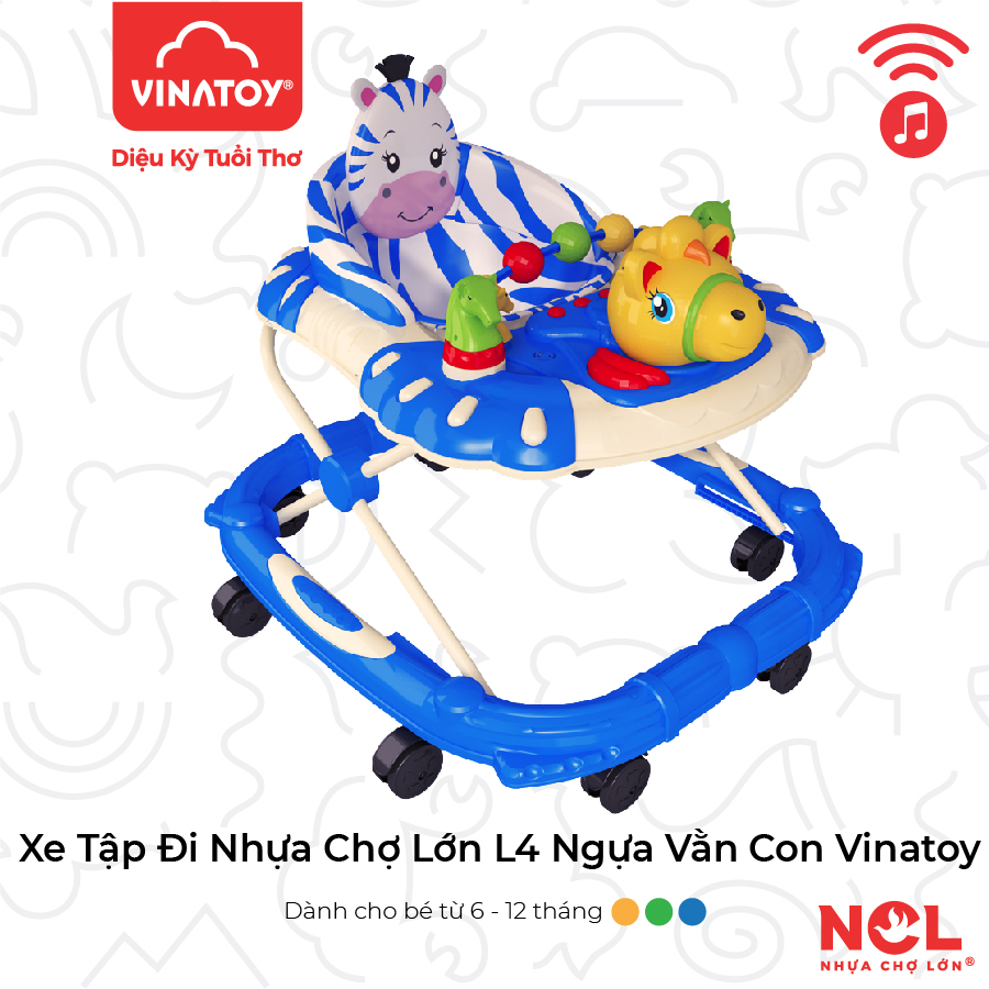 Xe Tập Đi Nhựa Chợ Lớn L4 Ngựa Vằn Con (Có Nhạc) - Dành Cho Bé Từ 6 - 12 Tháng - M1773B-XTĐ - Giao màu ngẫu nhiên