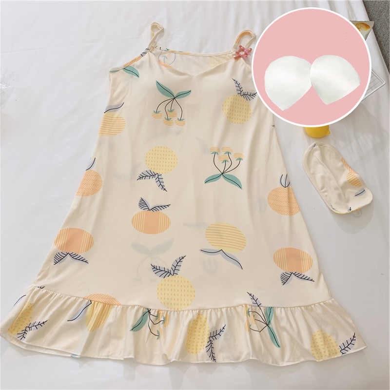 Váy ngủ hai dây , đầm ngủ thun cotton mềm mịn hoạ tiết dễ thương V01