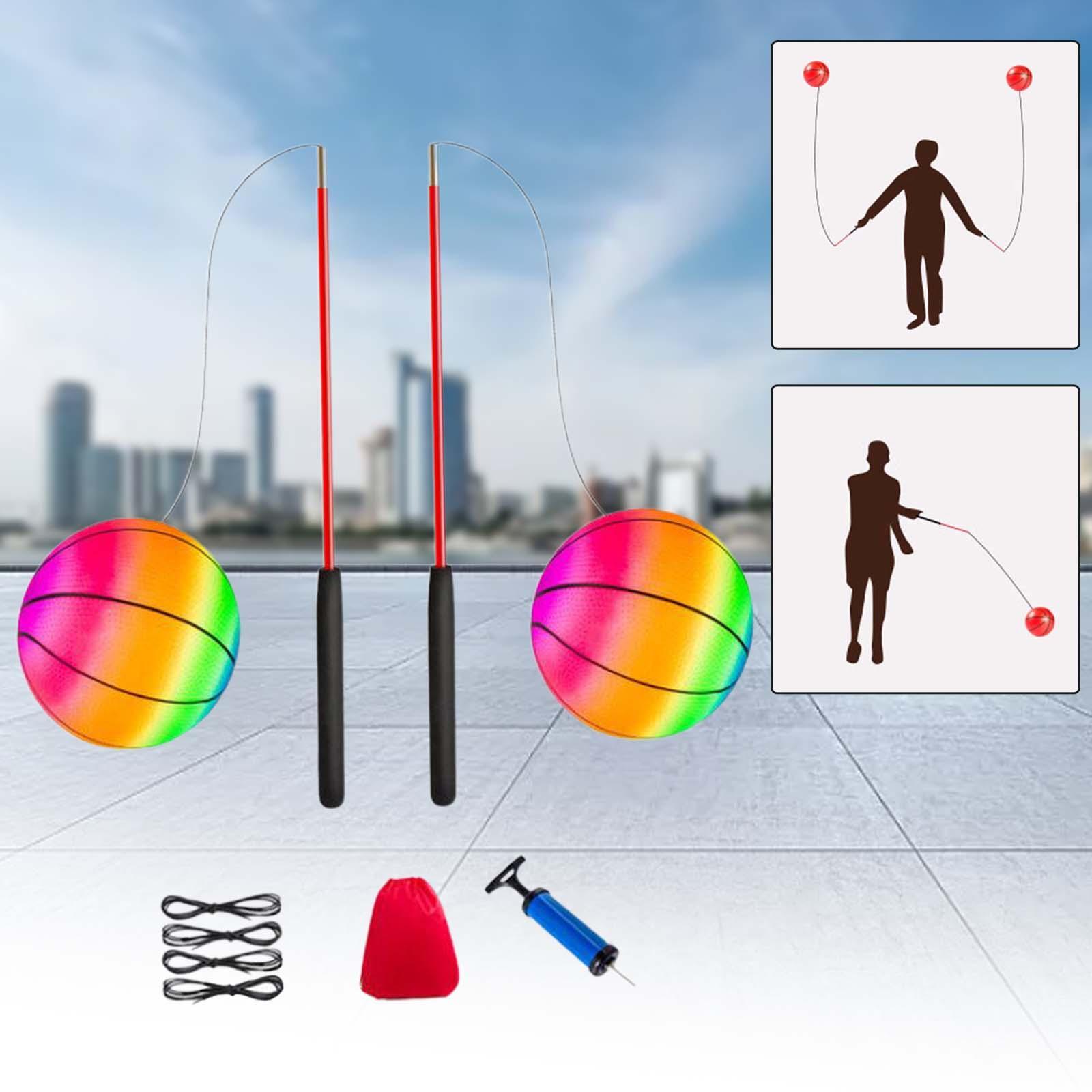 Fitness Ball Exercise Ball Gym Tennis Training with Rod Sports Hand Throwing Ball Arm Swing Balls for Children Adults Middle Aged and Elderly